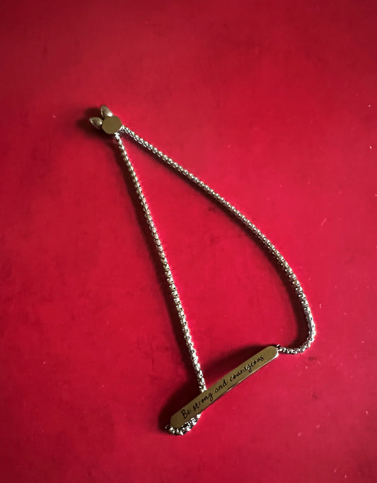 Silver "Be Strong and Courageous" Bracelet